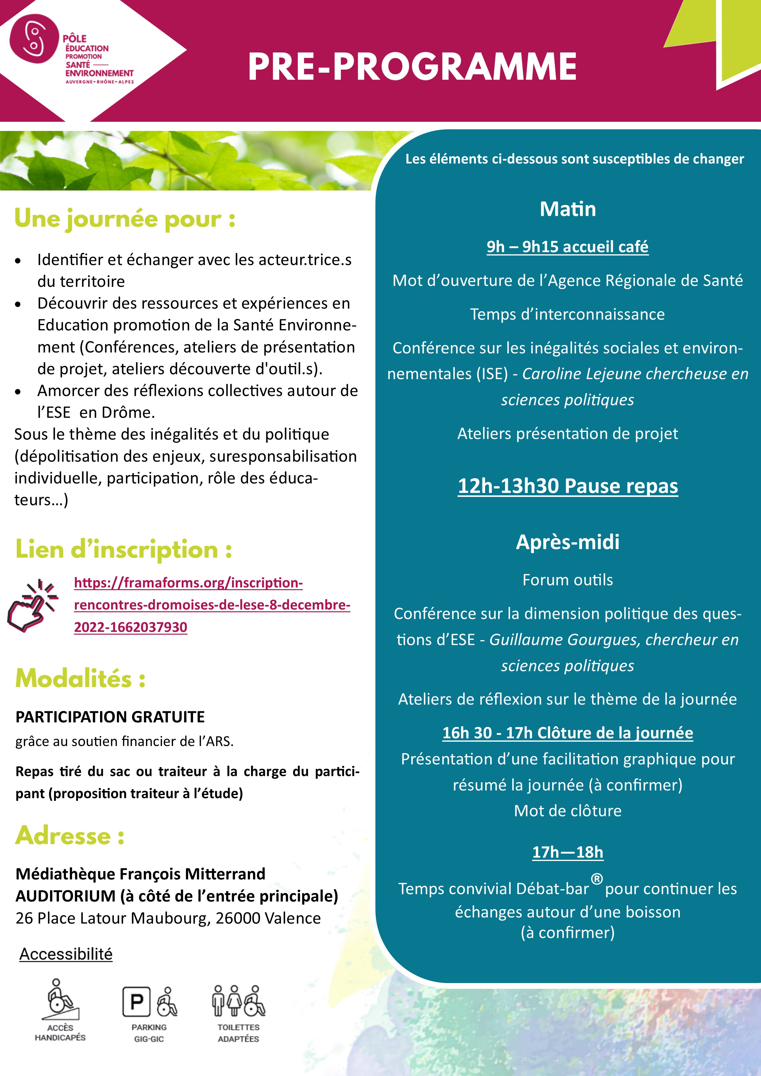 Pré-programme journée ESE - thème : inégalités sociales et environnementales et politique