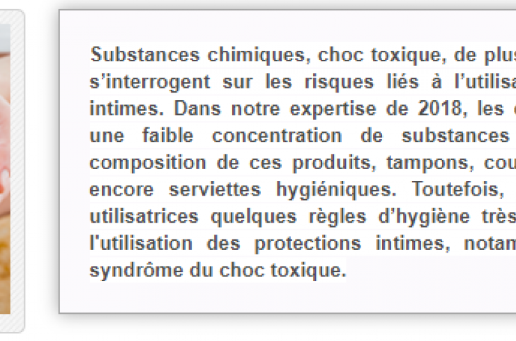 Protections intimes : Composition et choc toxique