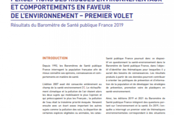 Perceptions des risques environnementaux et comportements en faveur de l'environnement : Premier volet