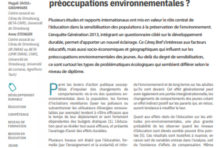 Quel rôle joue l'éducation dans les préoccupation environnementales ?