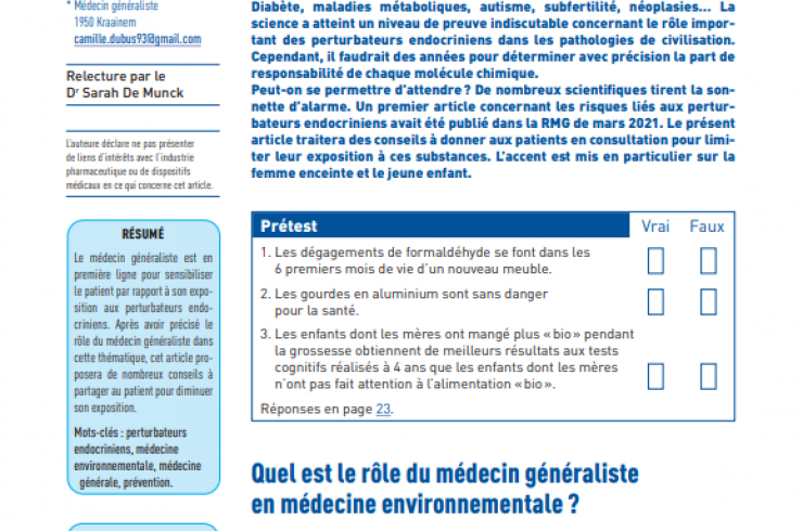 Perturbateurs endocriniens en pratique : Comment limiter leur exposition chez nos patients ?