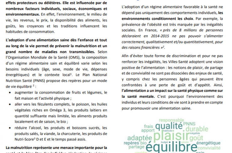 Alimentation, villes et santé