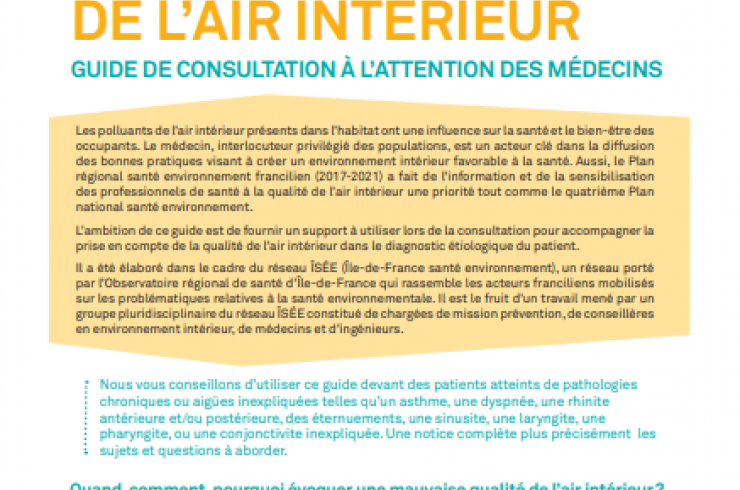 La qualité de l'air intérieur : Guide de consultation à l'attention des médecins