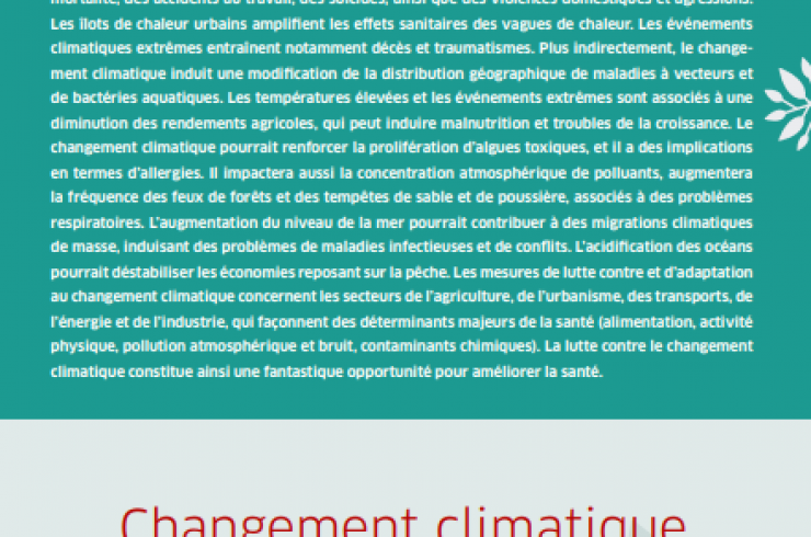 Changement climatique et santé : Défis et opportunités pour la santé publique