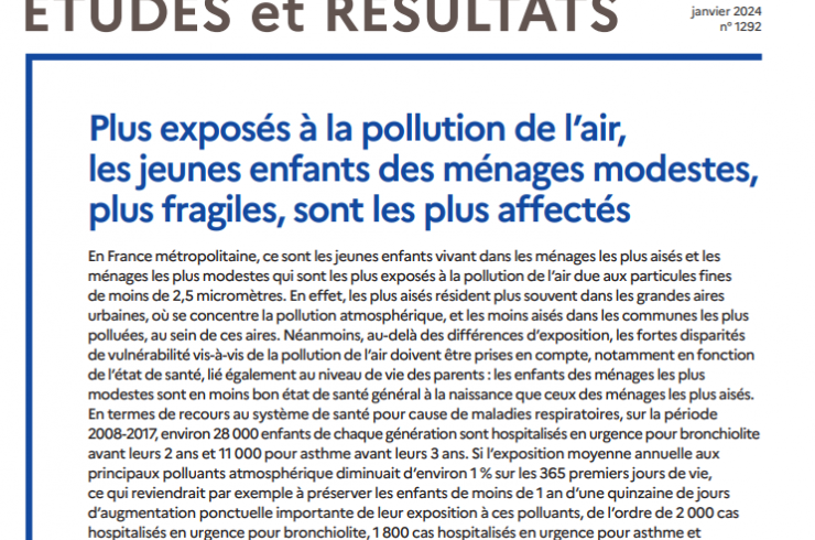 Plus exposés à la pollution de l'air, les jeunes enfants des ménages modestes, plus fragiles, sont les plus affectés