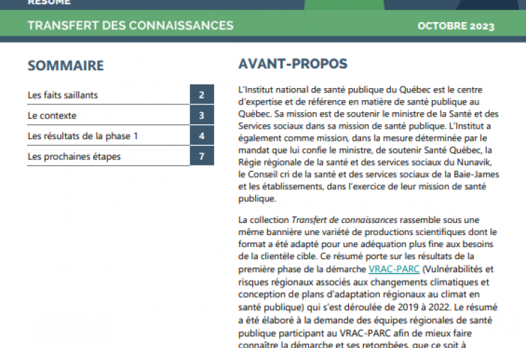 Pour une adaptation efficace et équitable : L'appréciation régionale des risques climatiques en santé publique