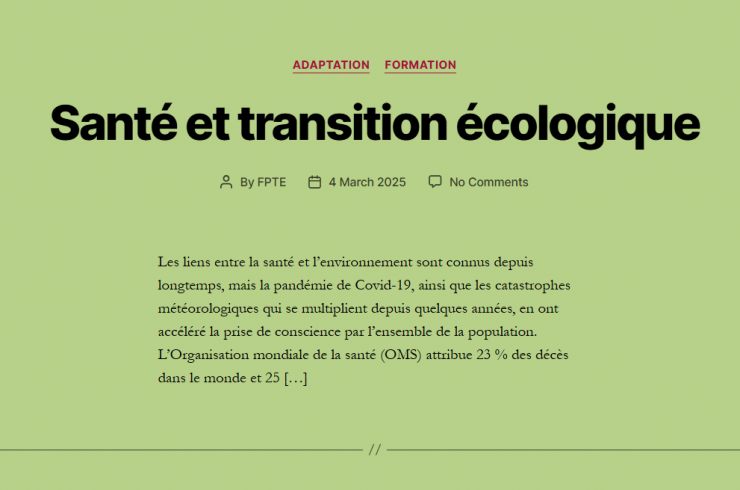 Page de la FPTE où on peut retrouver le dossier