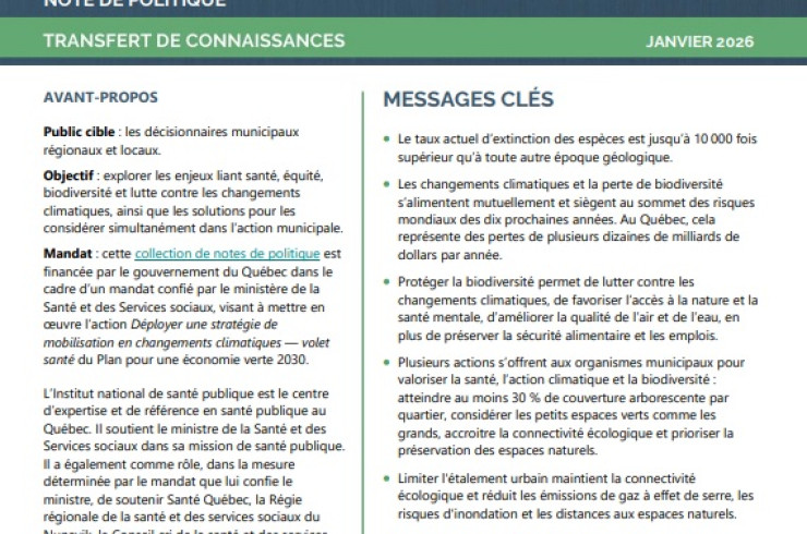 Couverture de la note de politique